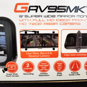 Gator GRV95MKT 9.35″ Super Wide HD Mirror Display - Full HD 1080P Front & HD 720P Rear Dual Dash Cam