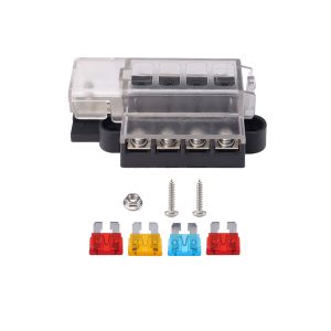 4-Way Positive Standard Blade Fuse Box - 4 Circuits with Cover