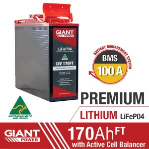 GIANT 170AHFT 12V Slim Lithium Deep Cycle Battery (LiFeP04)