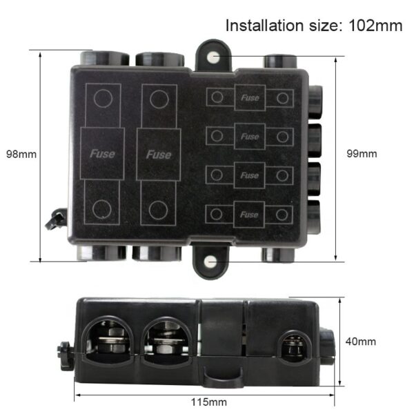 6 Way MIDI & MEGA Fuse Box Panel Junction - Red Copper Terminals ...