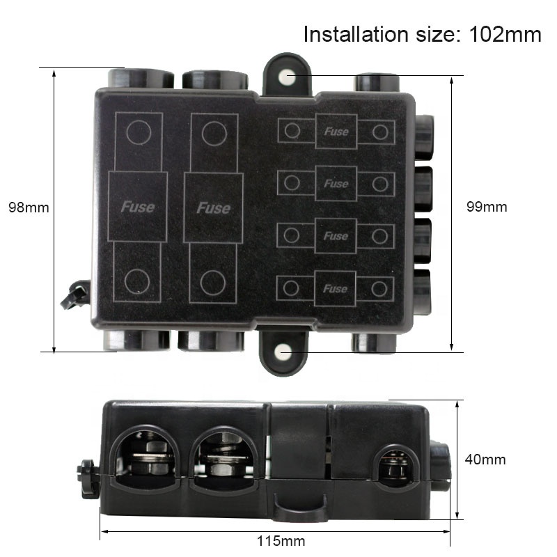 6 Way MIDI & MEGA Fuse Box Panel Junction - Red Copper Terminals - Includes Busbar ( FREE FUSES) - Image 6