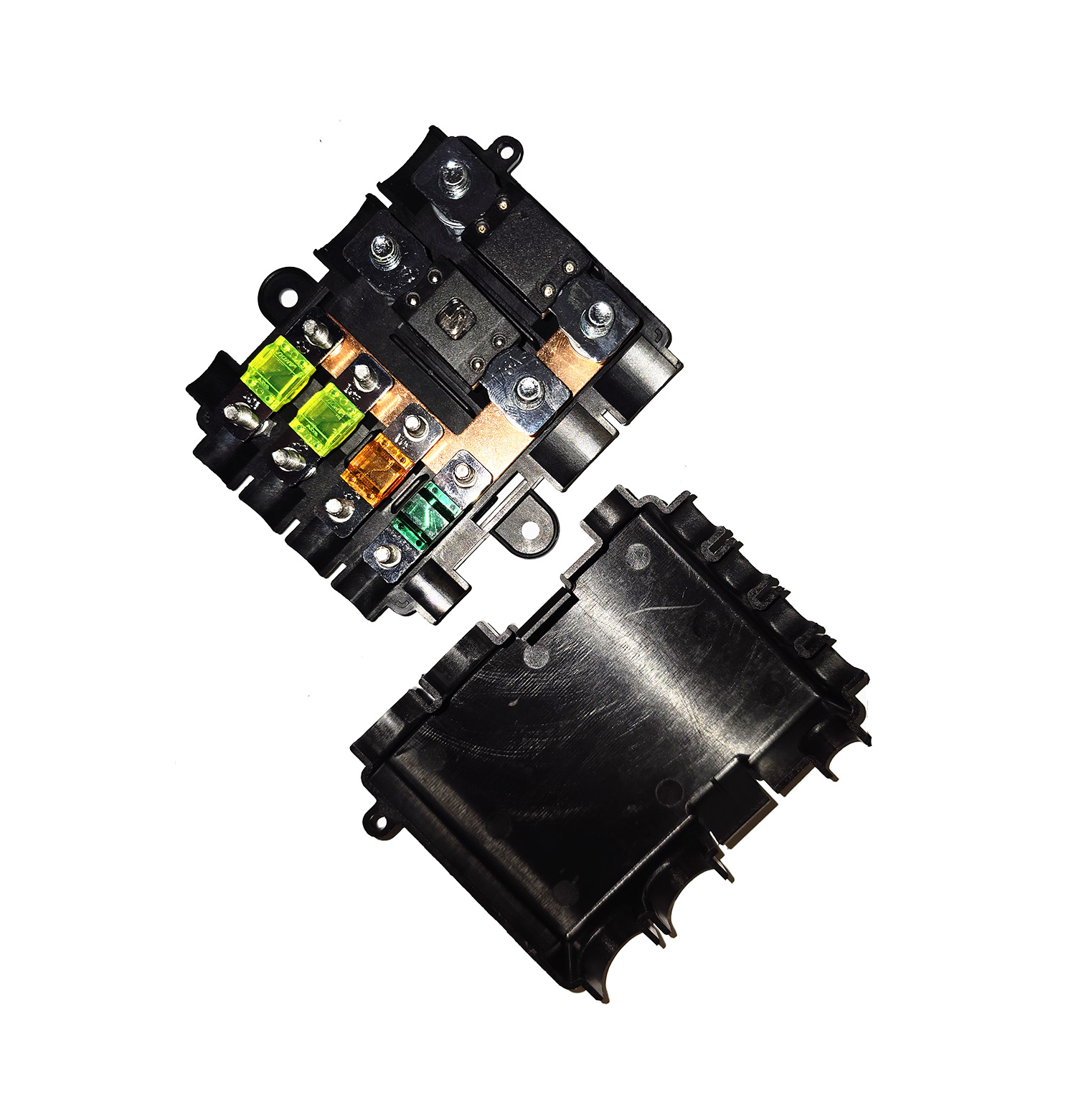 6 Way MIDI & MEGA Fuse Box Panel Junction - Red Copper Terminals - Includes Busbar ( FREE FUSES)