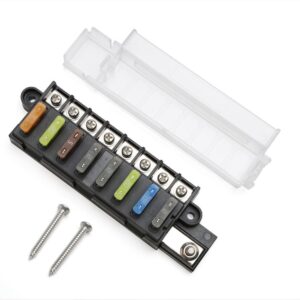 8-Way Positive Standard Blade Fuse Box - 8 Circuits with Cover