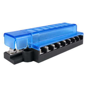 8-Way Positive Standard Blade Fuse Box - 8 Circuits with Blue Cover ( Includes fuses)
