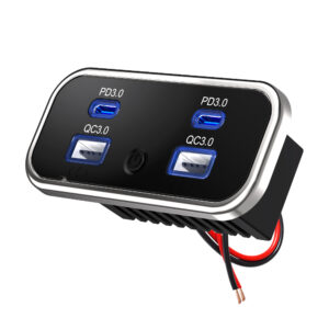 4-Port USB-C PD3.0 & USB-A QC3.0 Flush Mount Charger Panel – 12V/24V, 20W Fast Charge