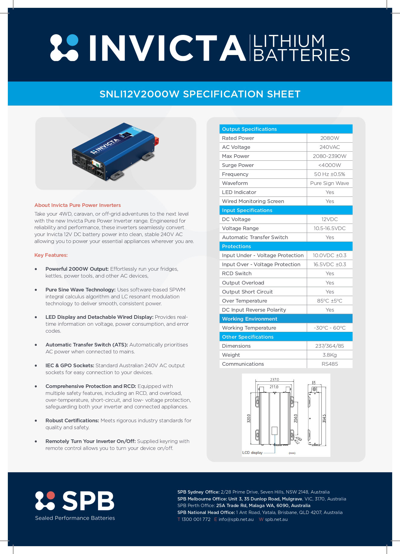 SNLI12V2000W-Specs