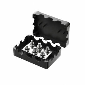 500A 6-Post Power Distribution Busbar Block – M10 & M8 Studs – 12V–48V DC