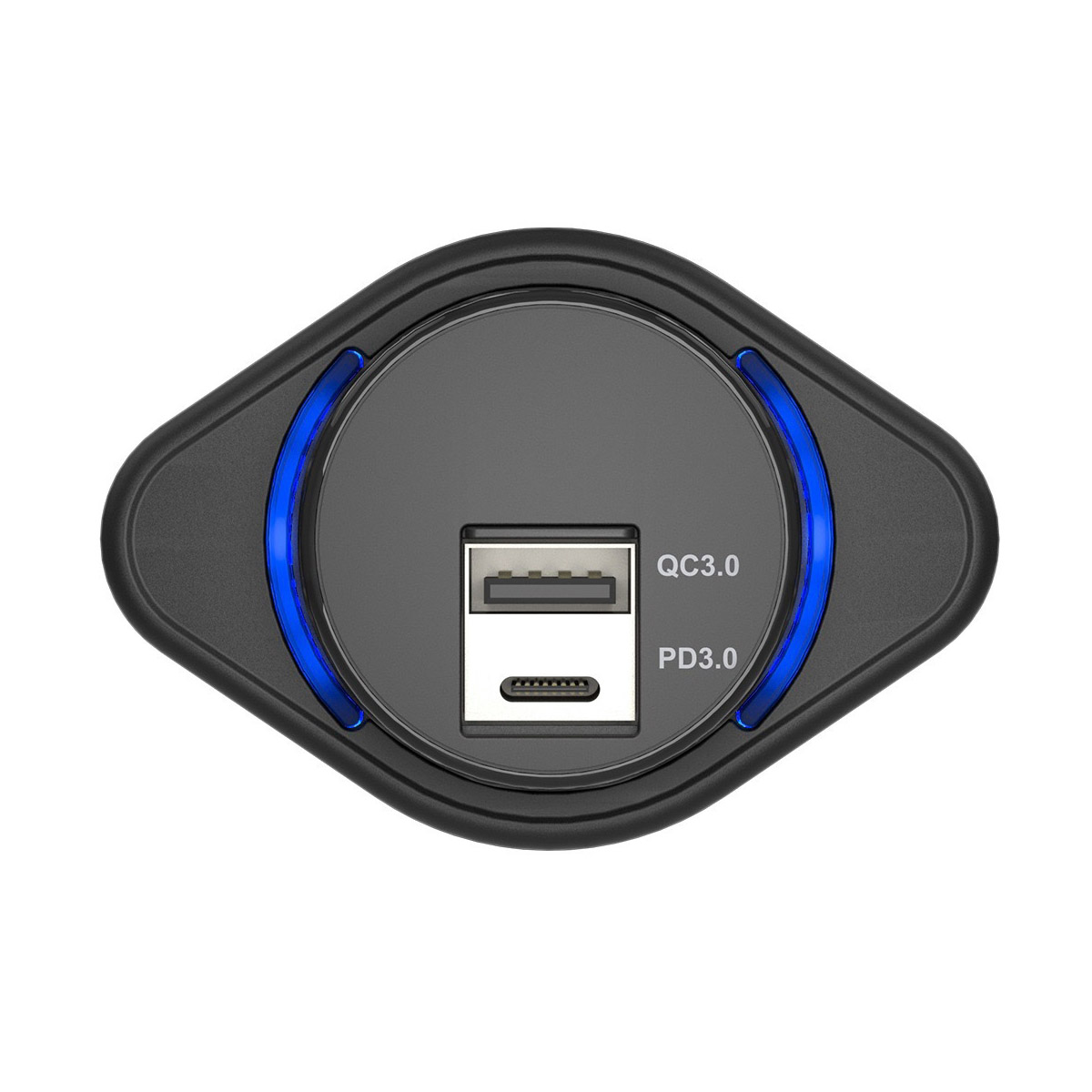 Marine 12V/24 USB Type-C & USB QC3-0 Charger Flush Mount - Diamond - Image 2