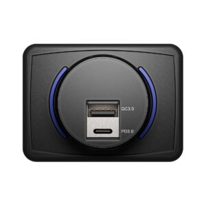 Marine 12V/24 USB Type-C & USB QC3-0 Charger Flush Mount - Rectangle