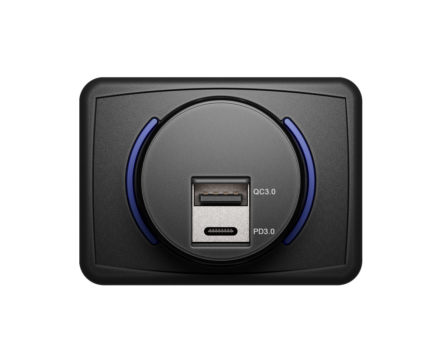 Marine 12V/24 USB Type-C & USB QC3-0 Charger Flush Mount - Rectangle