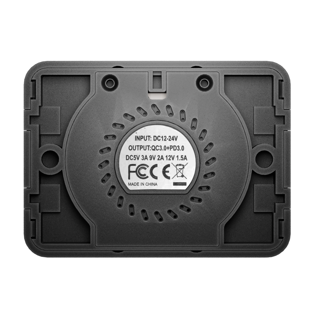 Marine 12V/24 USB Type-C & USB QC3-0 Charger Flush Mount - Rectangle - Image 3