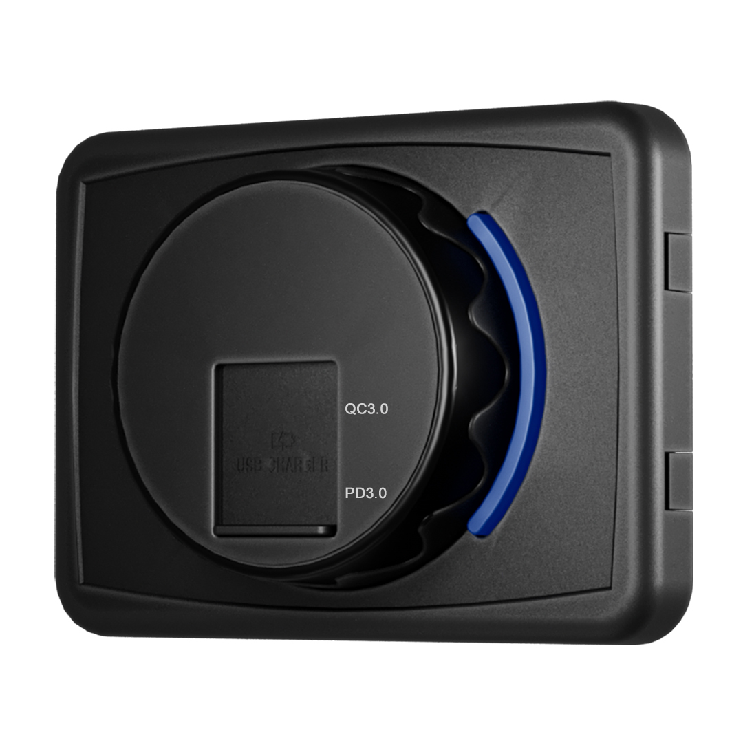 Marine 12V/24 USB Type-C & USB QC3-0 Charger Flush Mount - Rectangle - Image 2