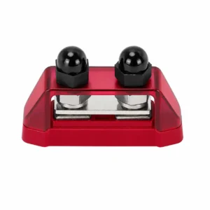150A Heavy-Duty 2-Stud Negative Busbar with Cover – Red Positve