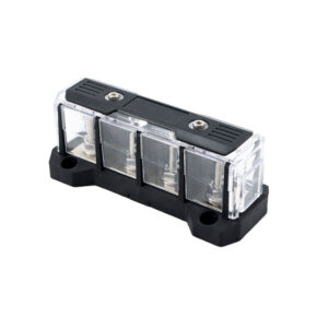 300A Heavy Duty 4-Way MRBF Fuse Holder With Cover – M8 Studs 12-58V - Black Negative